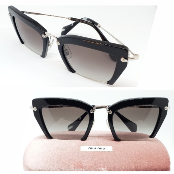 Miu Miu Sunglasses Cat Eye Square Black - Picture 2 of 8